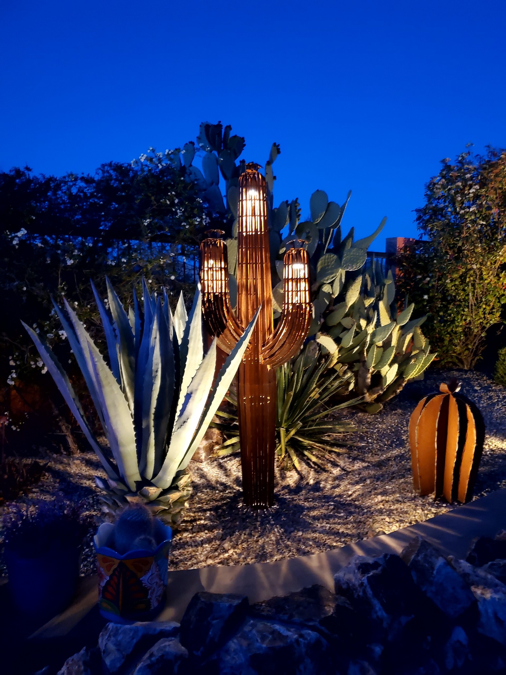 Copper Cactus Sculpture — Art Lighting