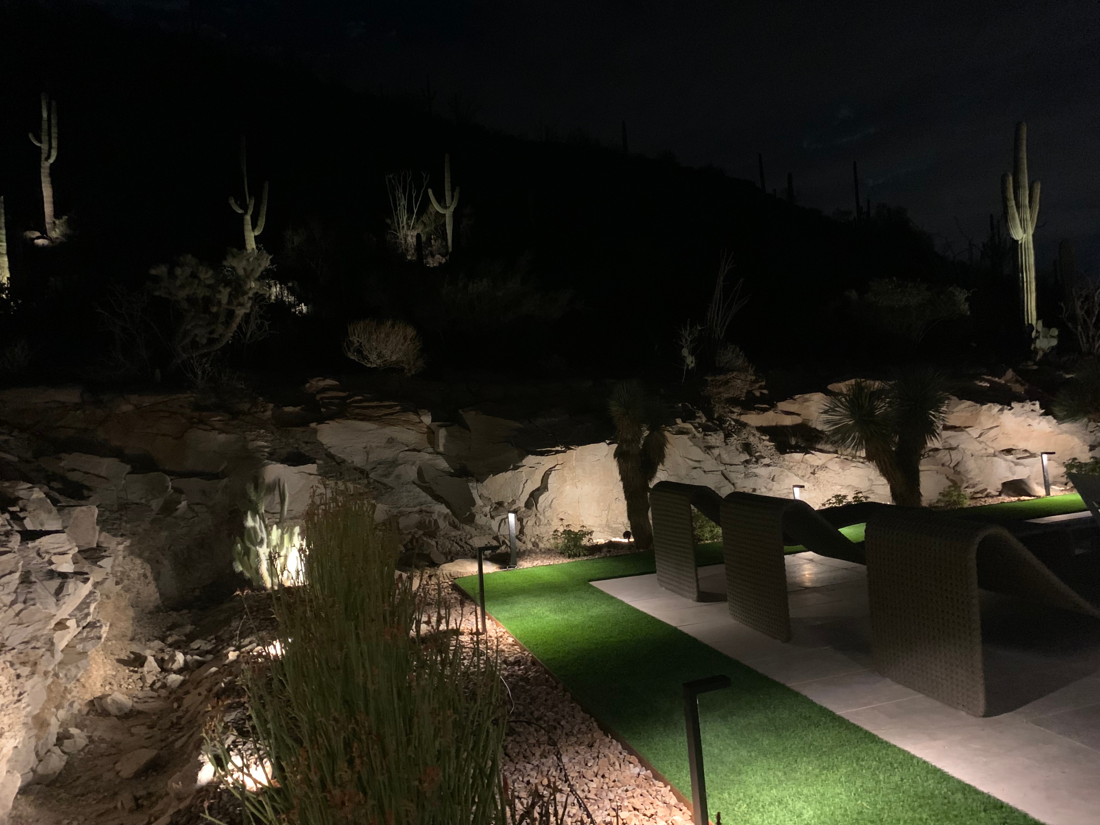 Pathway and entry lighting for a Pima Canyon estate